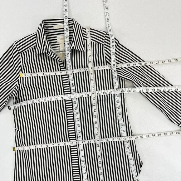SOLD NWT CHICOS Size 0P Petite Small No-Iron Long Sleeve White Striped Shirt - Picture 13 of 16